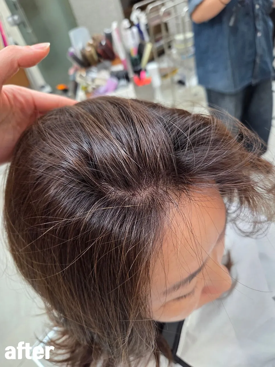 Before shot of dry, damaged hair