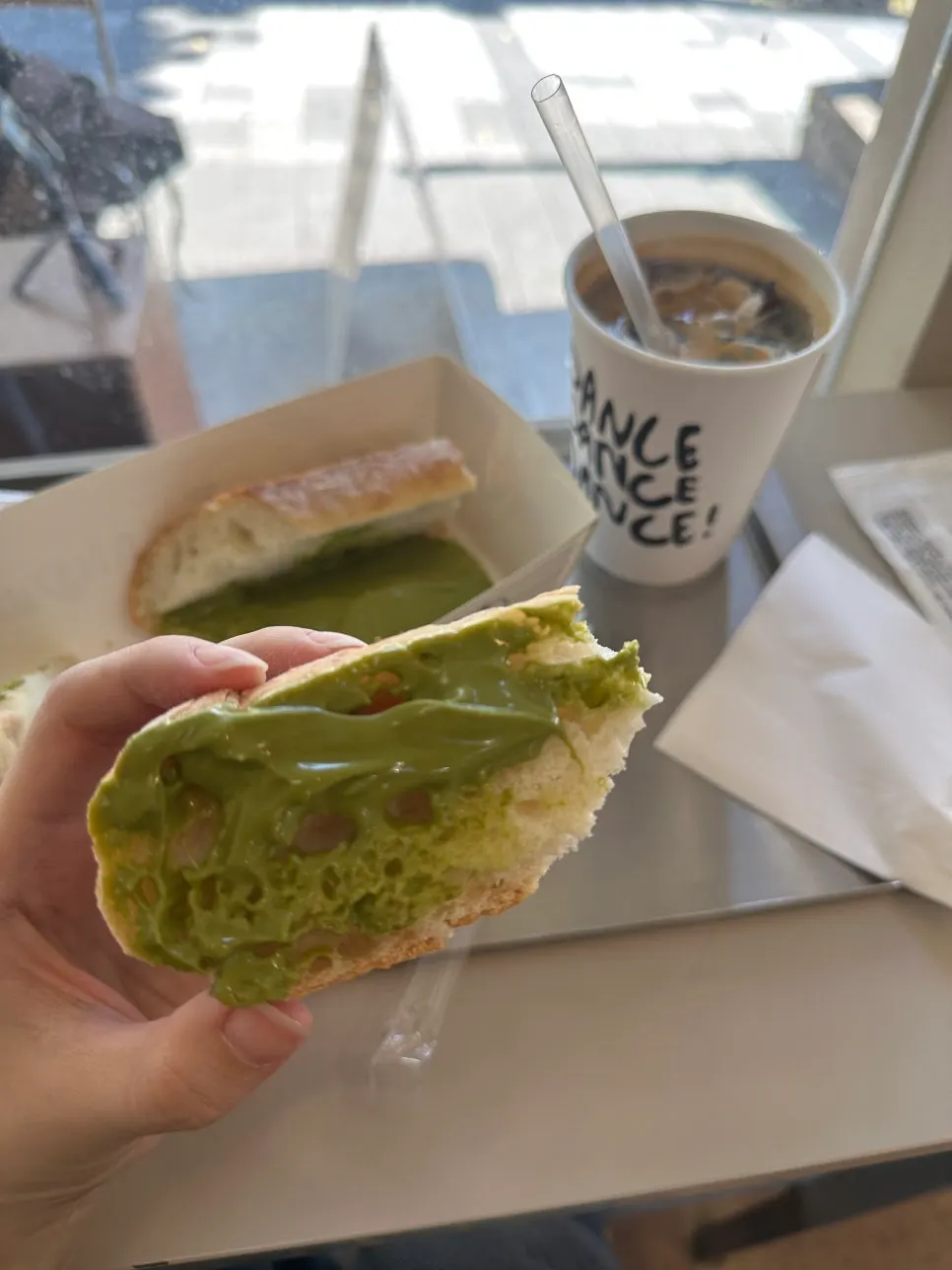 Baguette split in half for easy eating