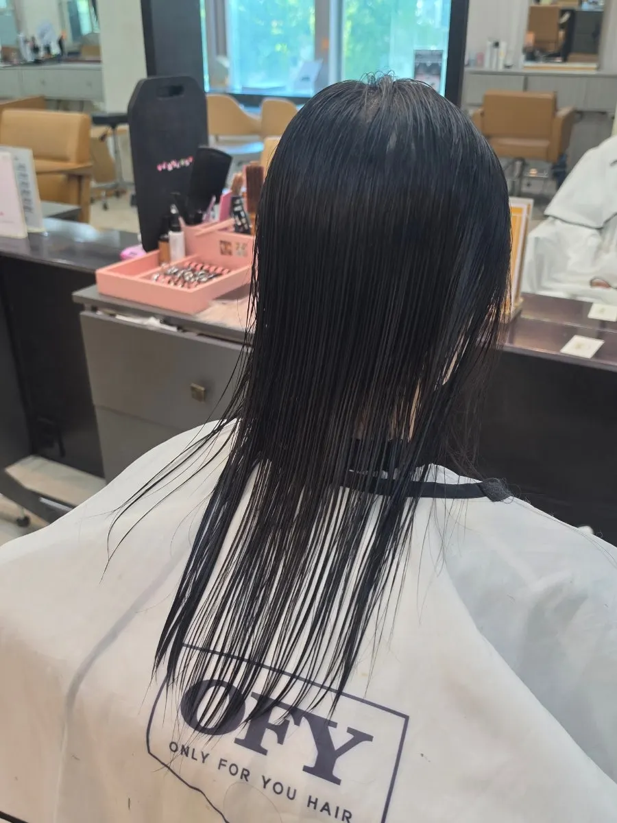 레이어드컷 커트 직후 머리