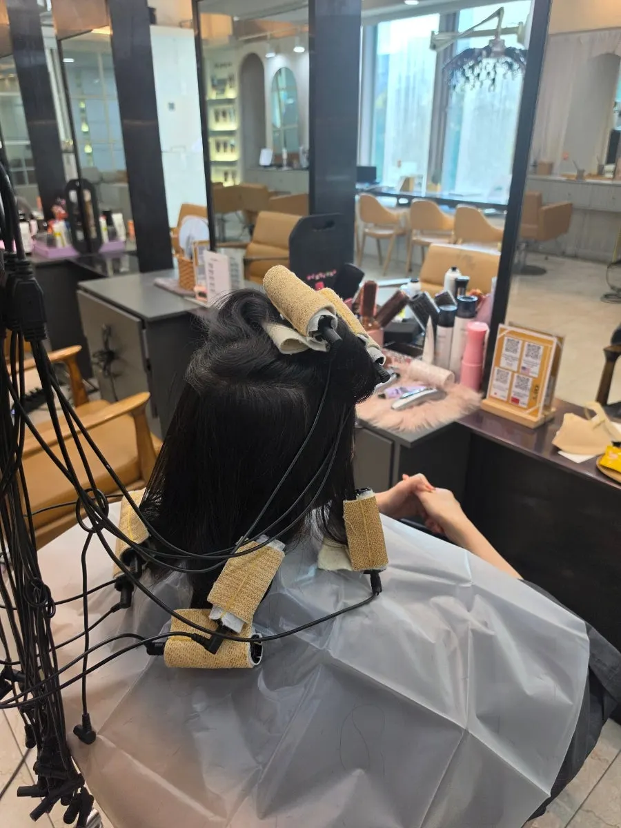 C컬이 잡힌 펌 완성 모습