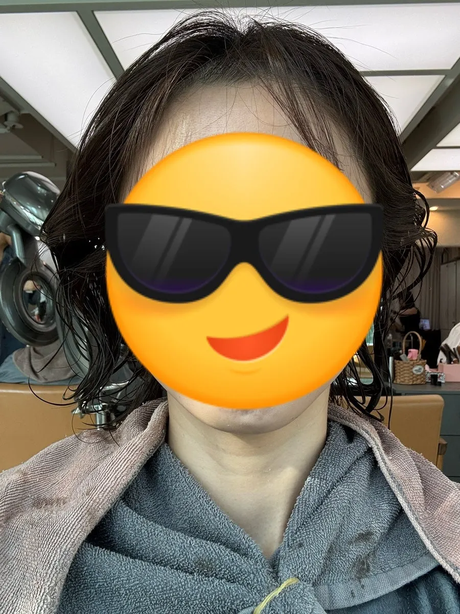 Bangs area with no curl added