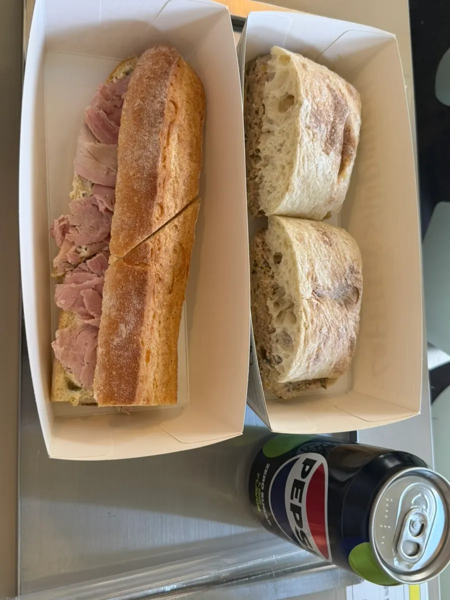Packed jambon jalapeño baguette and tuna ciabatta