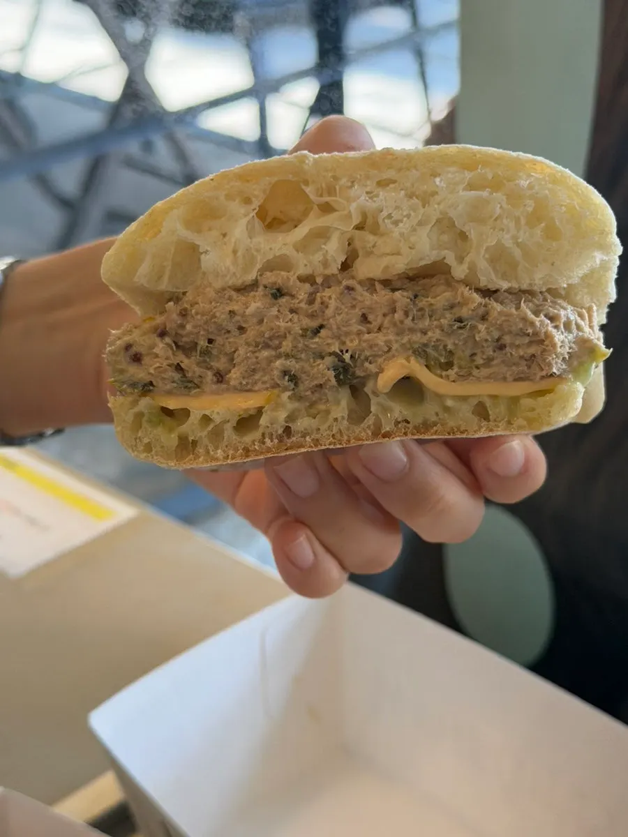 Cross-section and filling of the tuna ciabatta