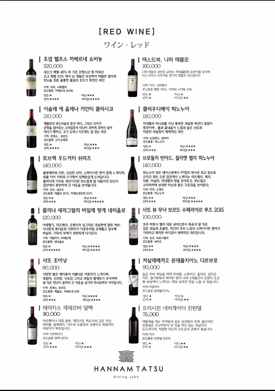 한남타츠 사케 리스트 페이지