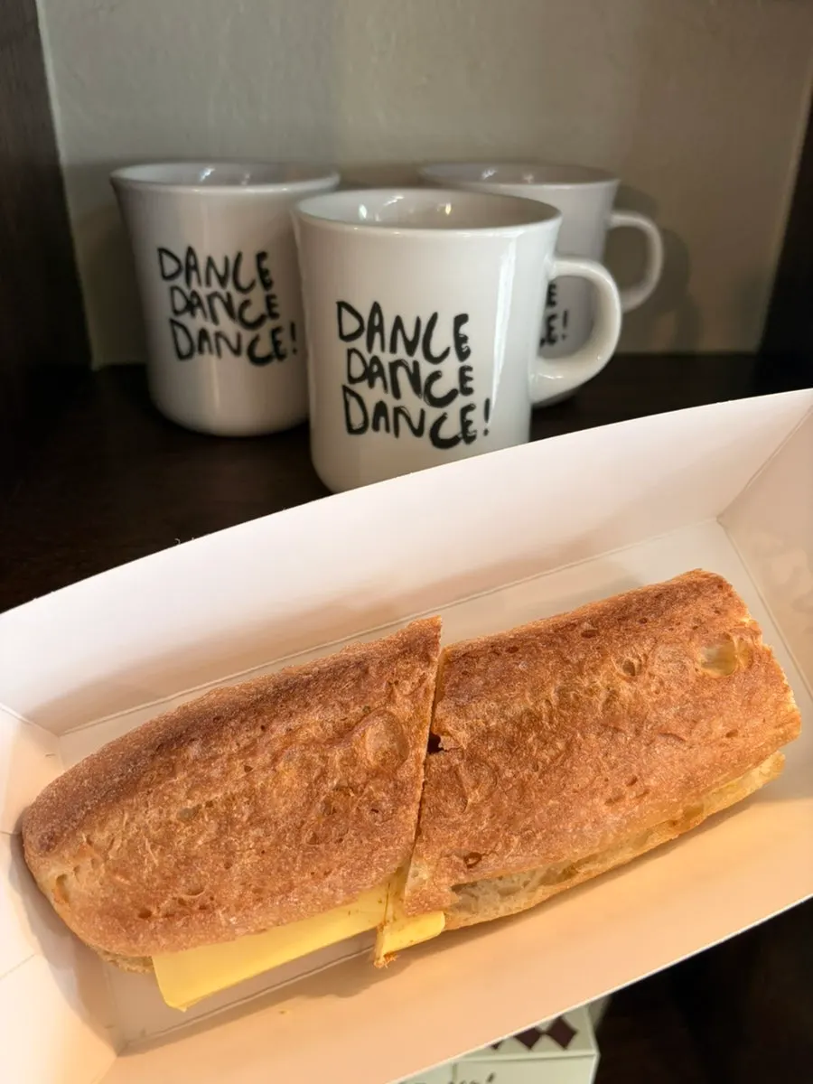 Baguette topped with natural honey and butter