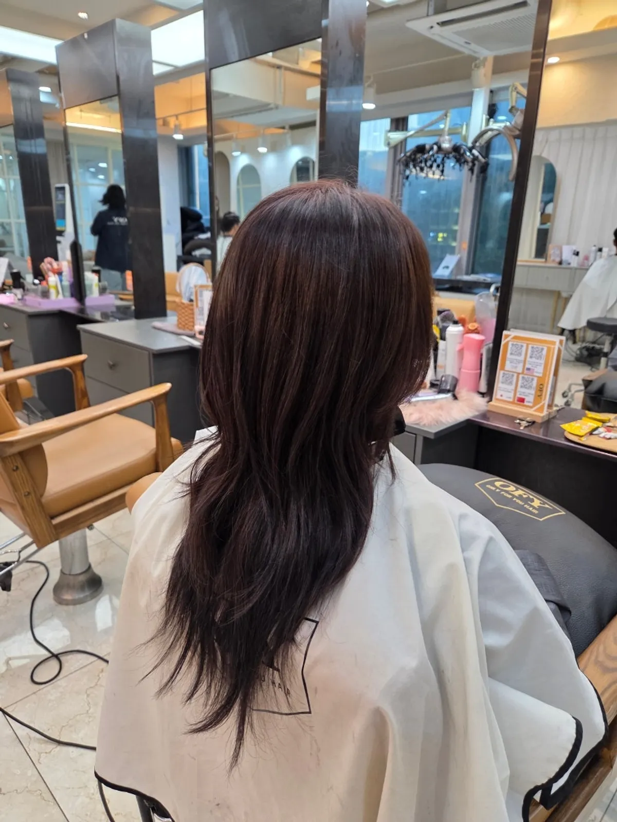 Hair after a root dye at ONLY FOR YOU, Hannam-dong hair salon