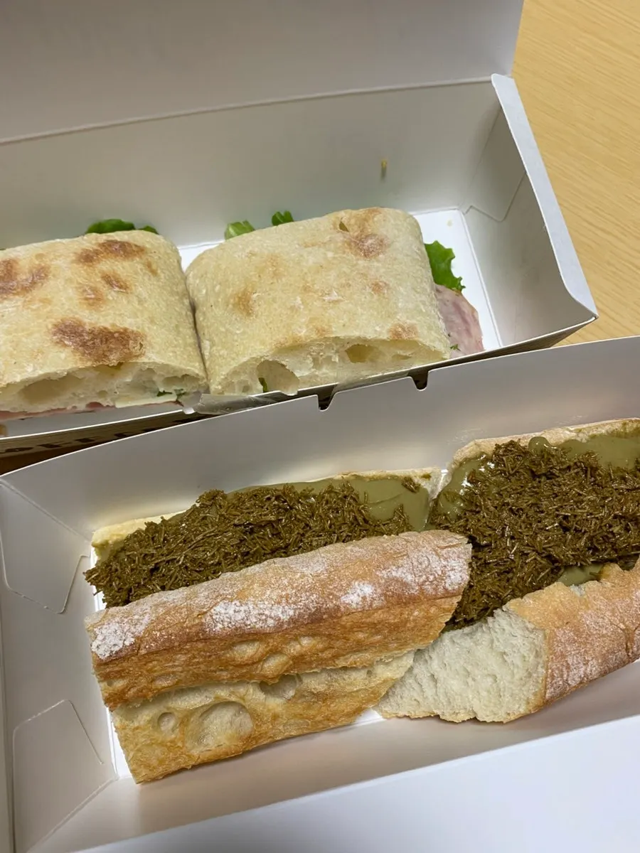 Sandwiches in a takeout box