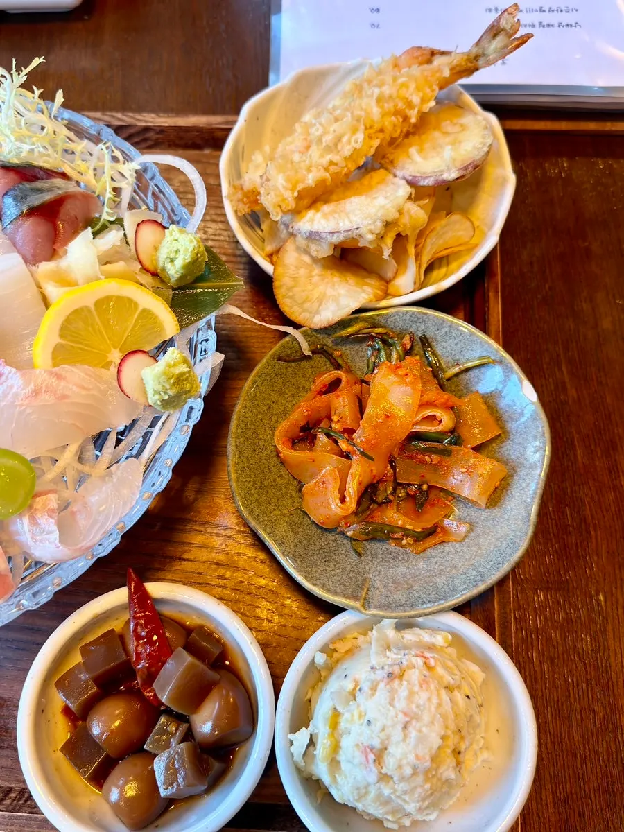 Variety of aged sashimi