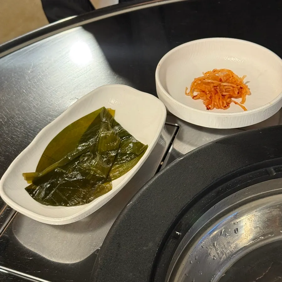Mountain garlic leaf and wrap greens side dishes at Hanpanjip