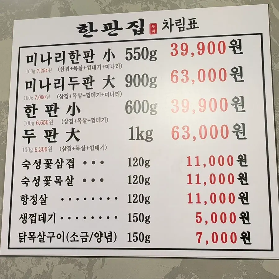 일요일 저녁 만석인 한판집 내부 테이블