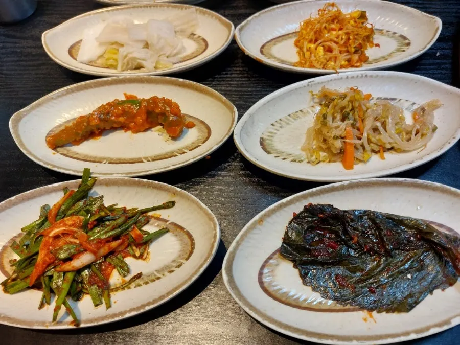 Side dish plates filling the entire table