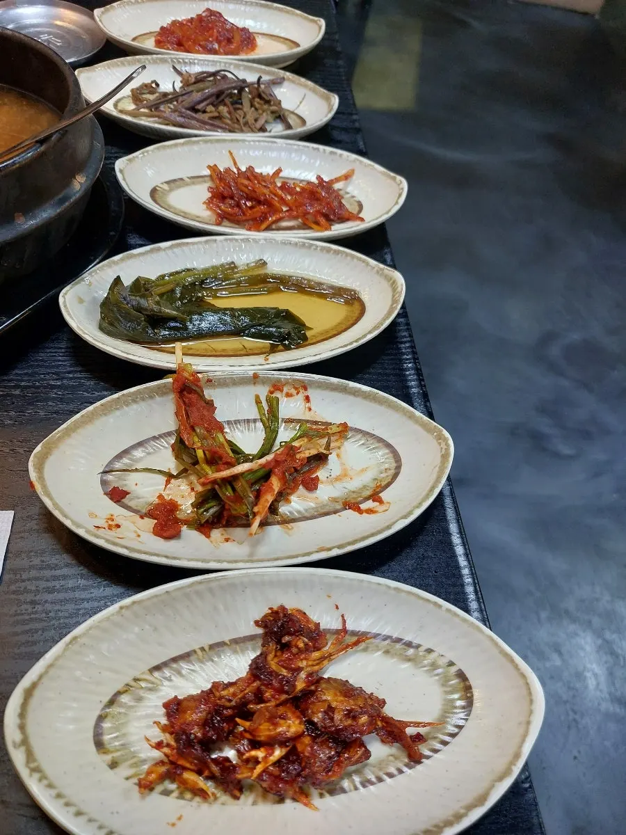 Close-up of old-style countryside side dishes