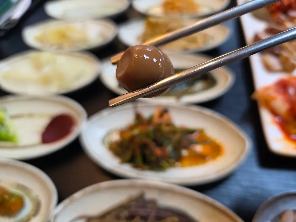 Quail eggs braised in soy sauce served as a side dish