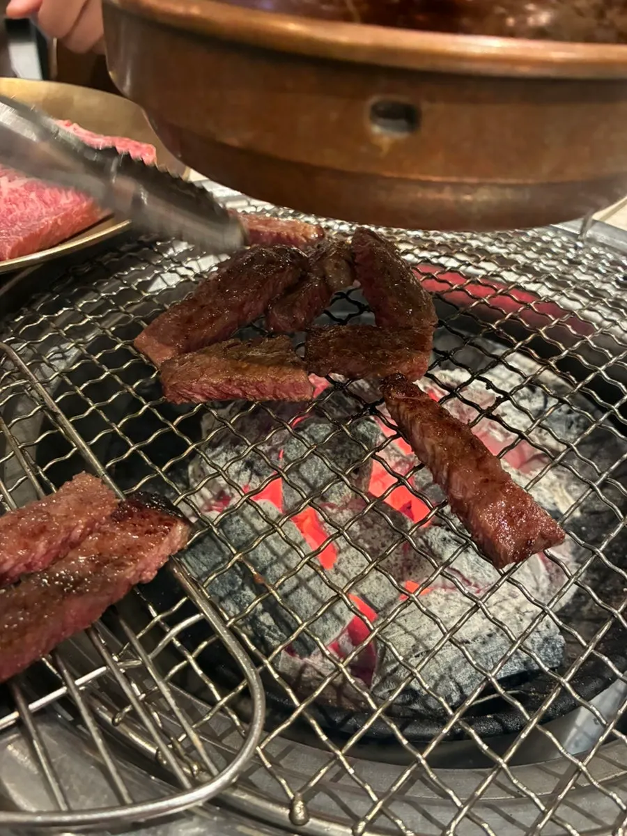 A bite of Hantiok beef with ssamjang