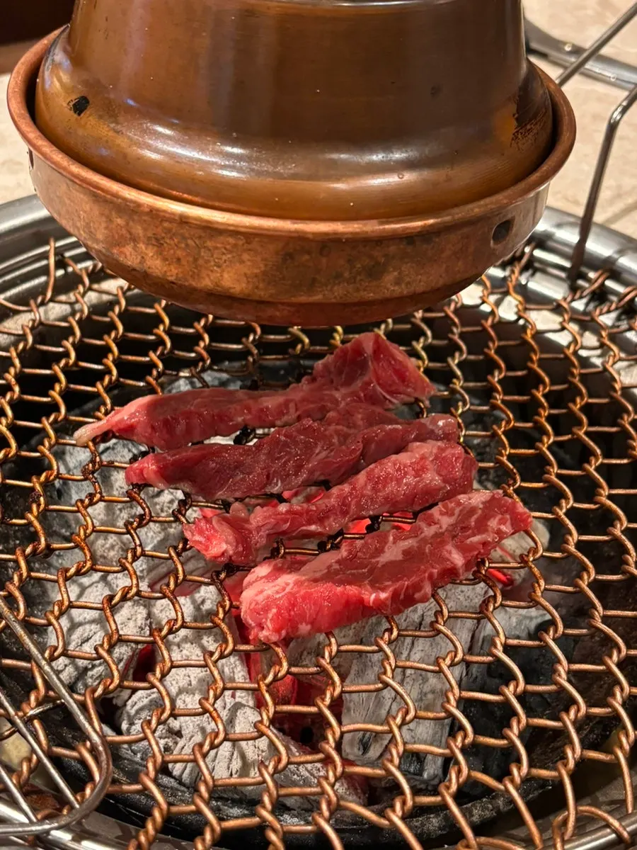 Rib finger meat placed on the grill