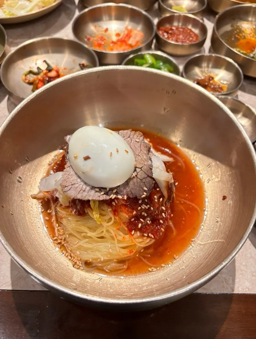 Bibim naengmyeon dessert at Hantiok in Bangi-dong