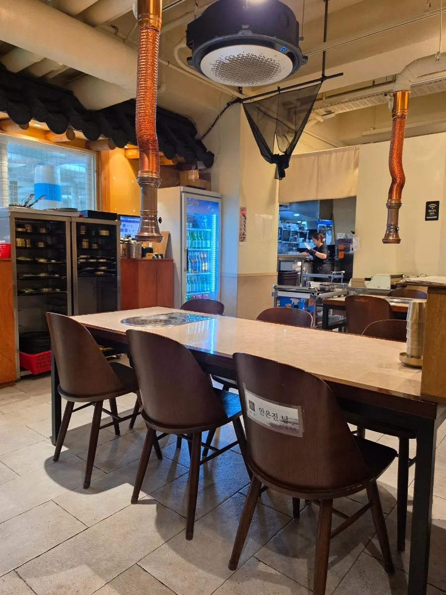 Widely spaced table seating at Hantiok