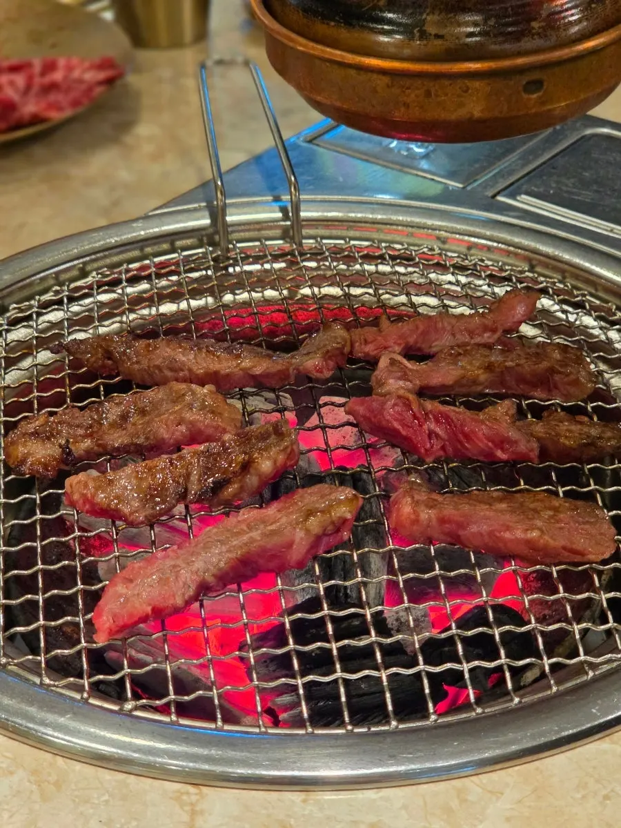 Beef chuck flap on the charcoal grill