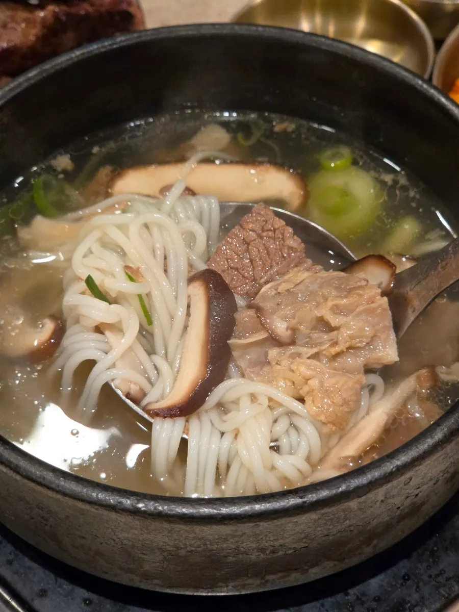 Brisket soup packed with mushrooms