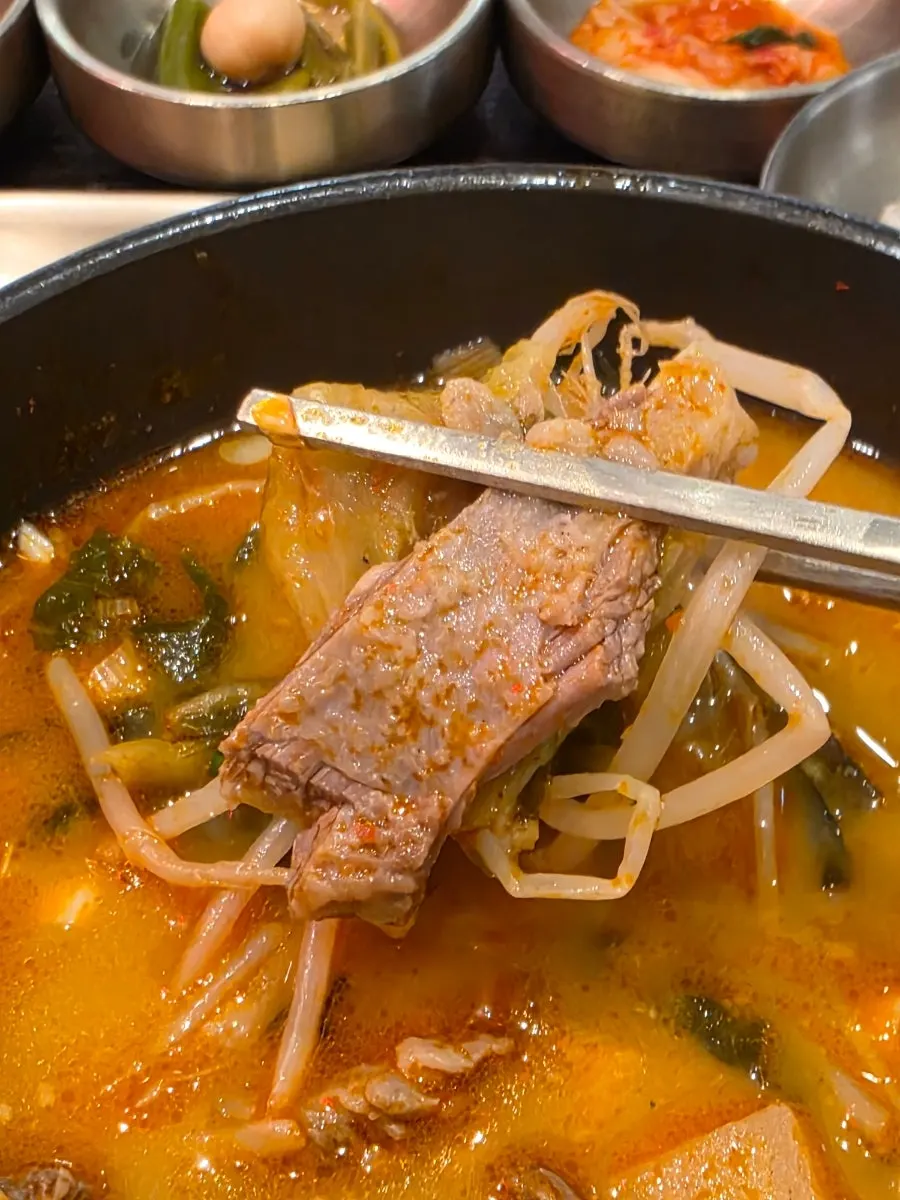 A bowl of Andong gukbap packed with ingredients