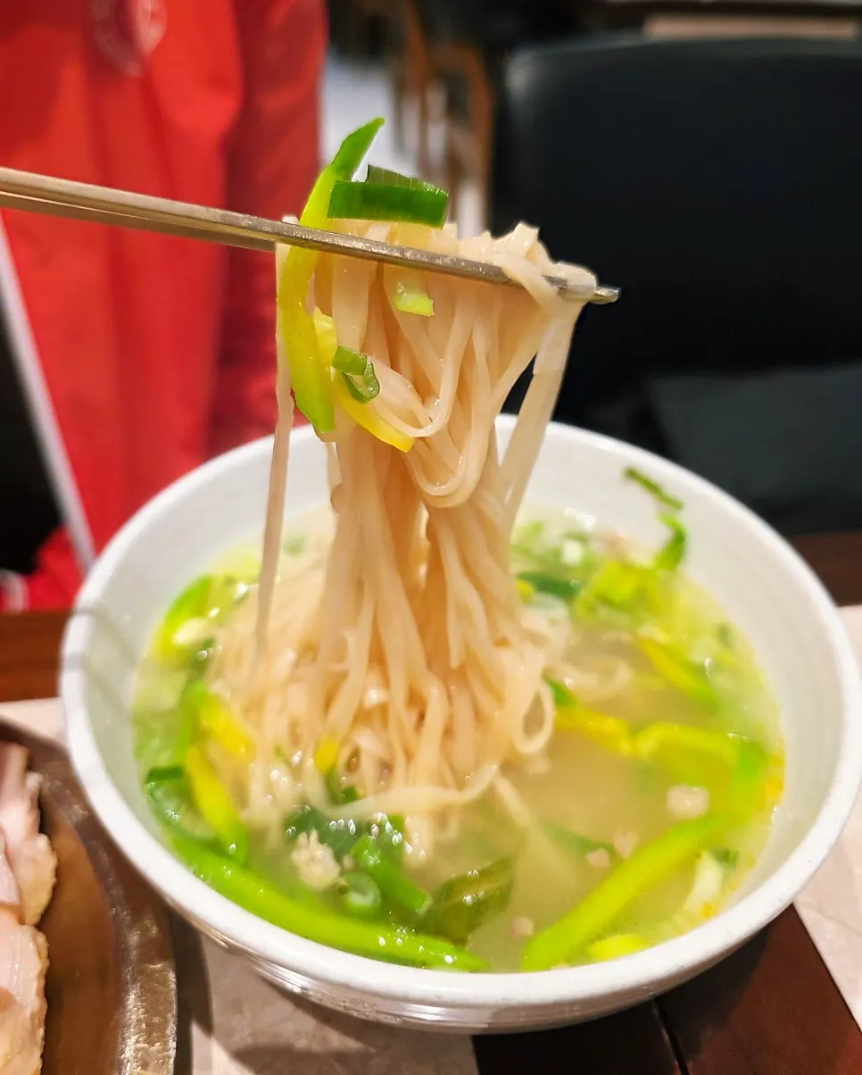 Close-up of the soft noodles in andong guksu