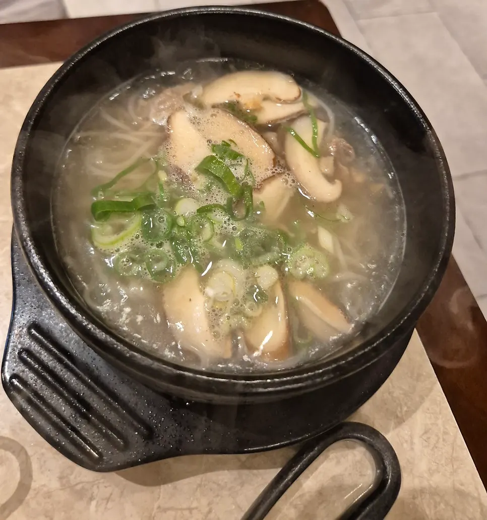 Brisket soup served with LA galbi