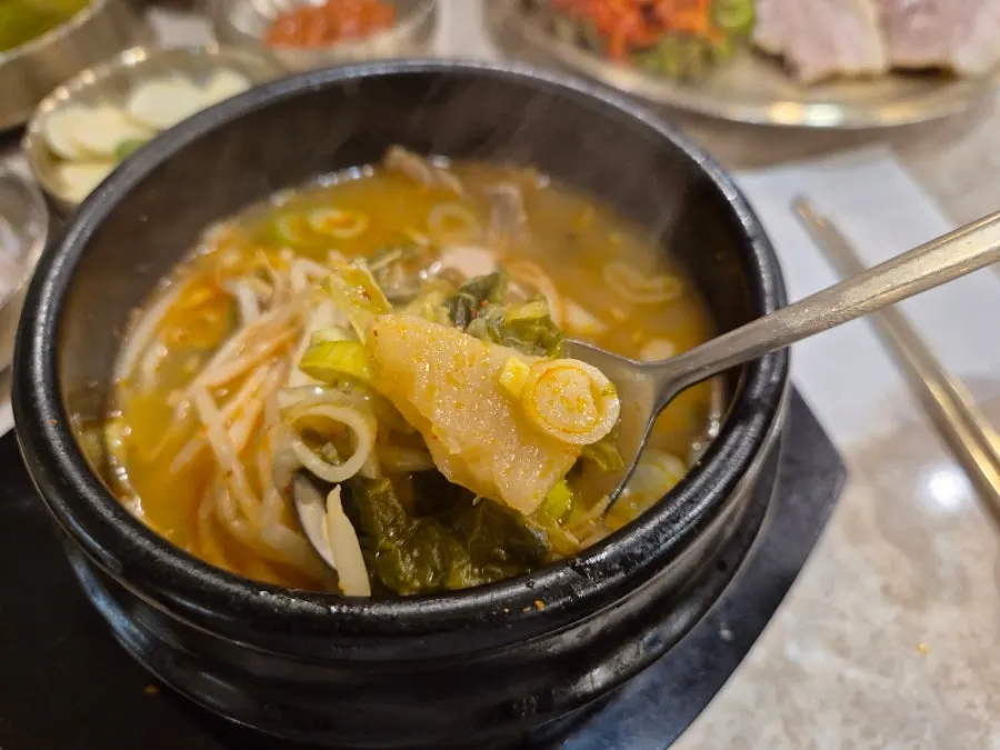 A spoonful of Andong gukbap broth