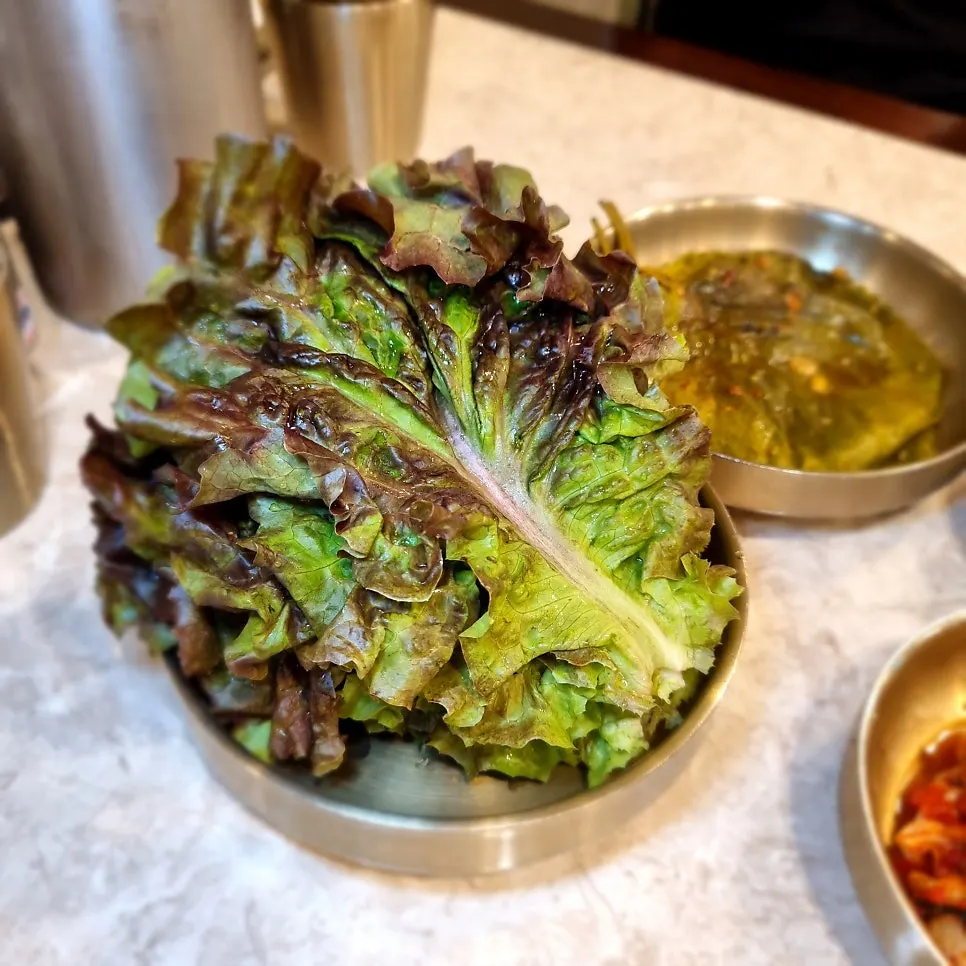 Weekend lunch spread with bossam and stir-fried pork