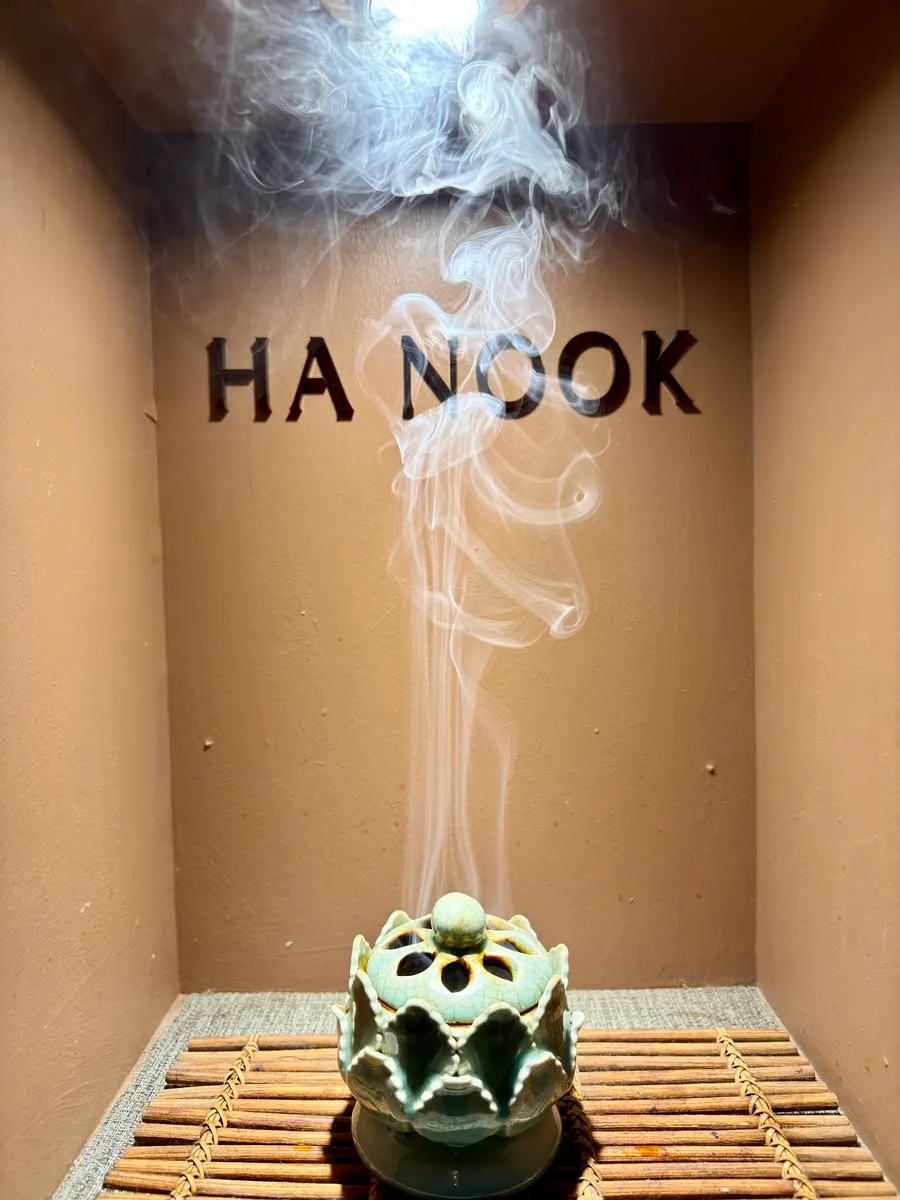 Vertical shot of Hanuk's low-lit interior