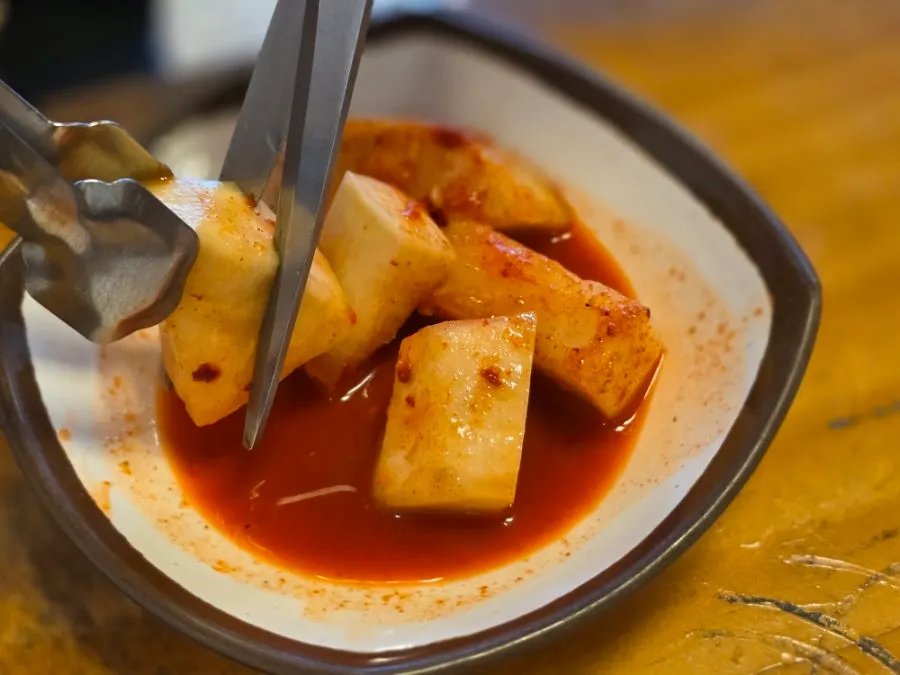 A meal at Hanwoojang with side dishes