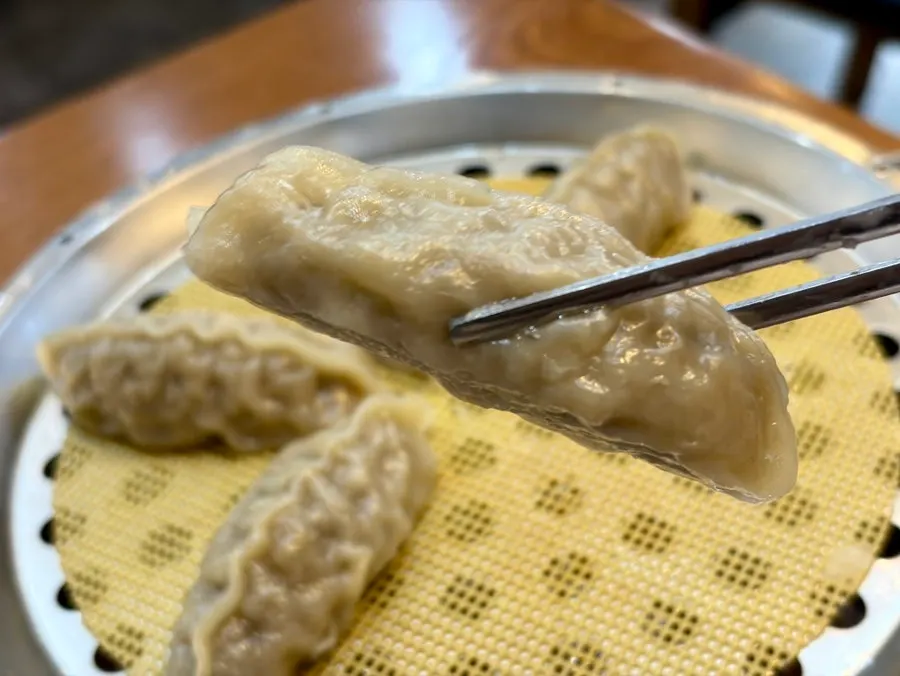 Cross-section of a plump, large galbi mandu