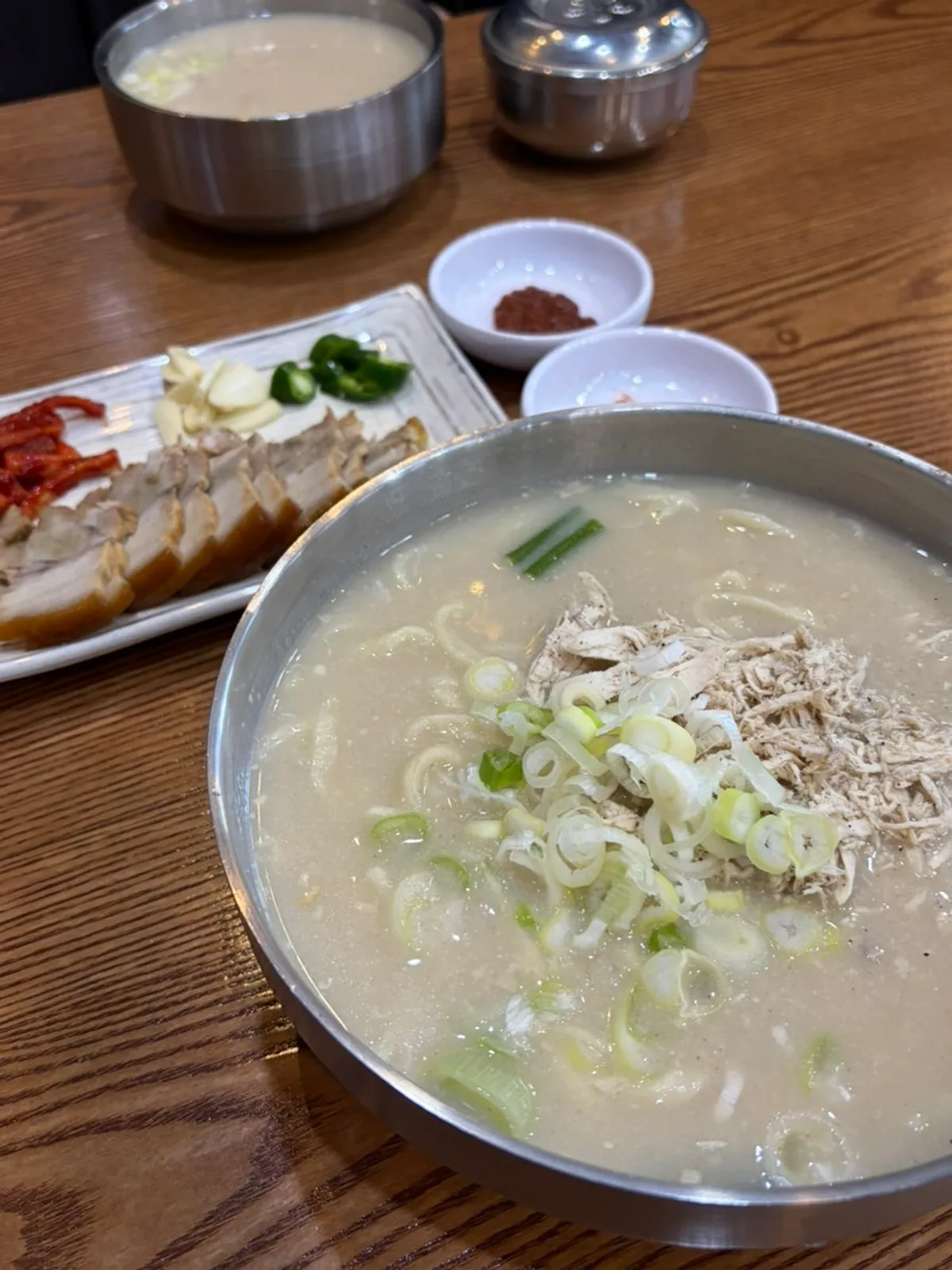 Rich dak kalguksu broth said to be simmered for 12 hours