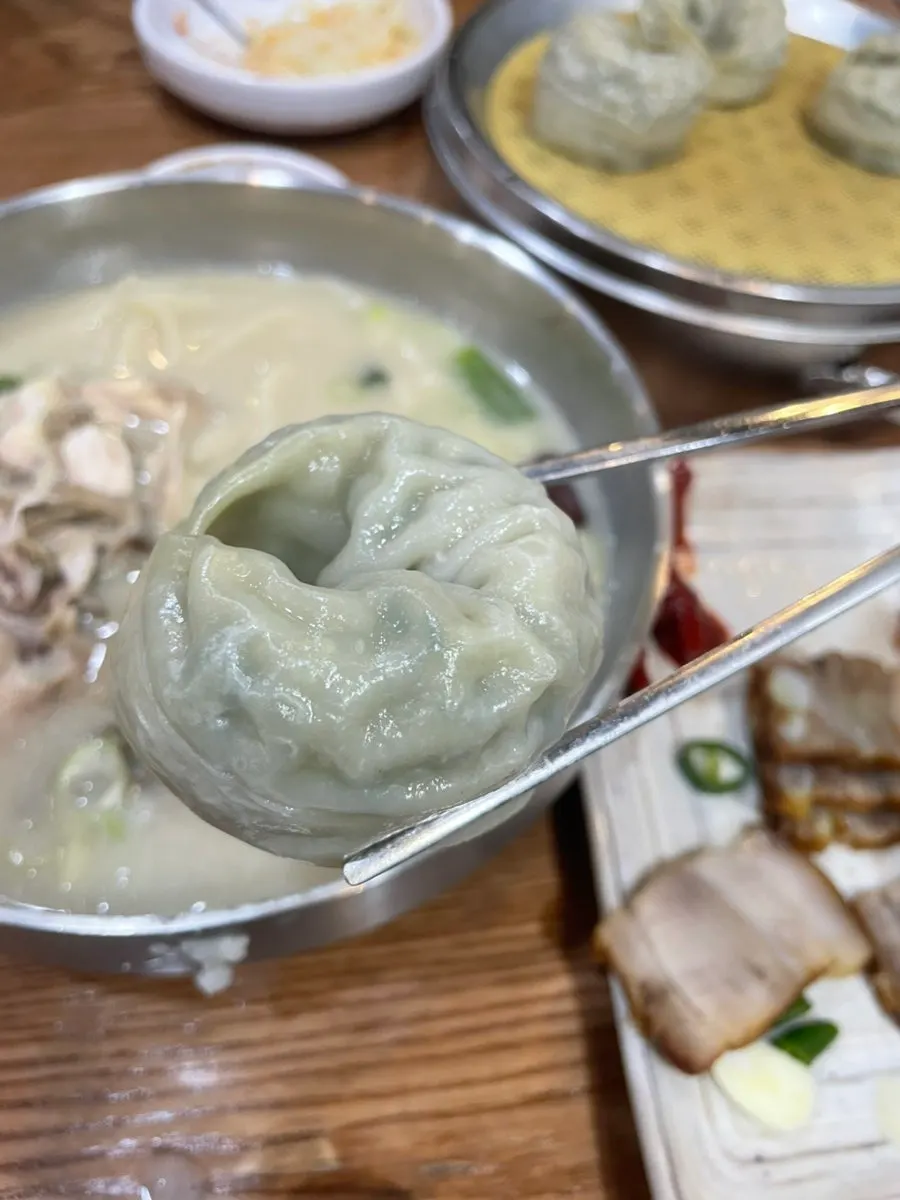 Cross-section of a mandu packed with filling
