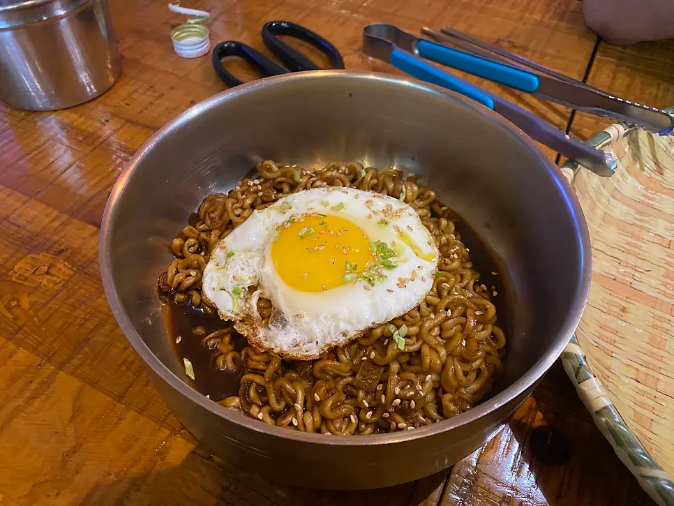 Whole potato pancake served with seasoned soy sauce