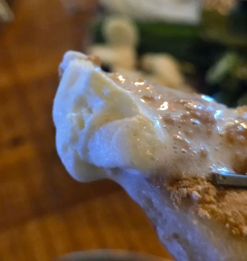 Ice-cream hotteok cut with scissors