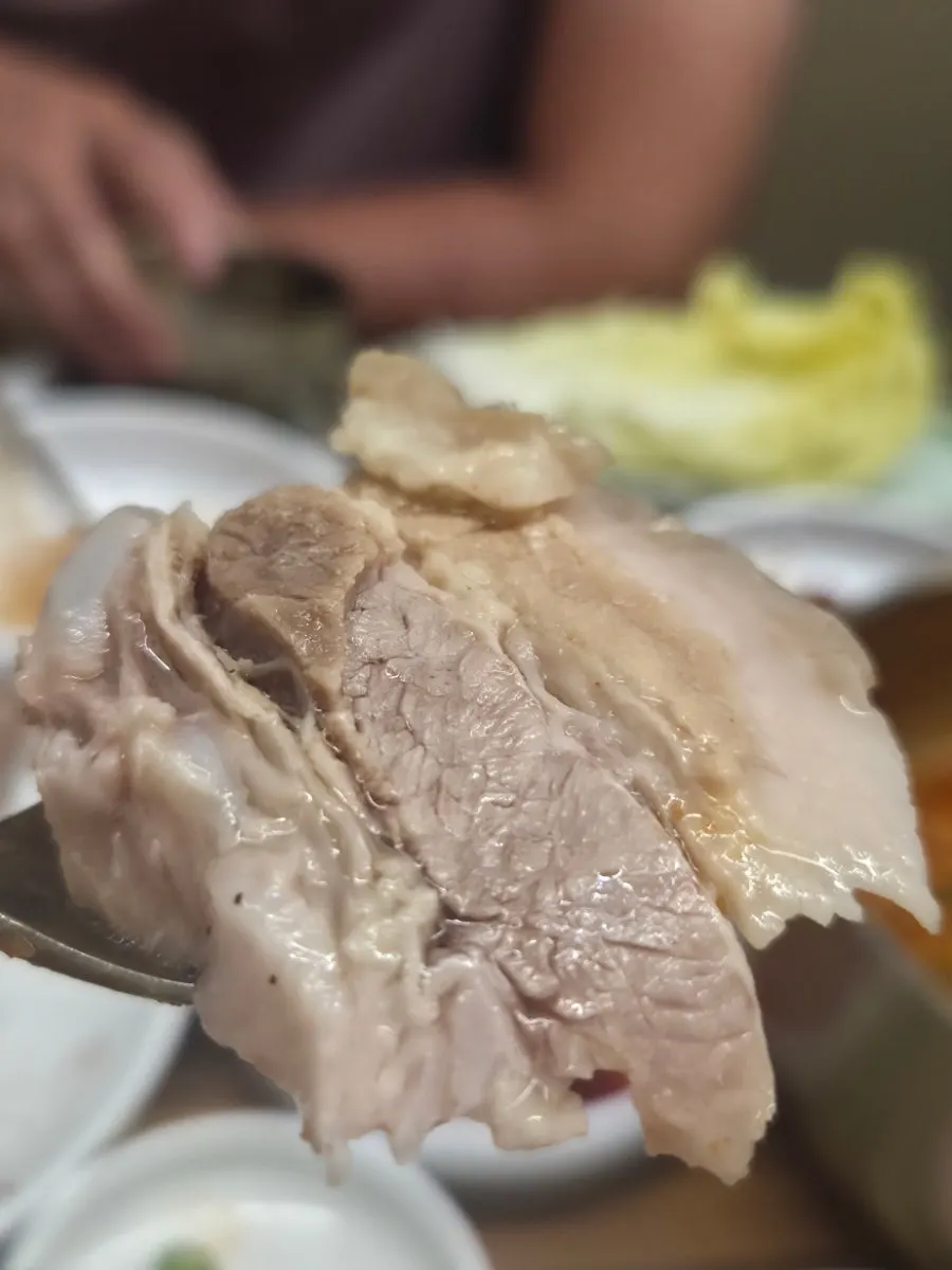 Cross-section of a dumpling packed full of filling