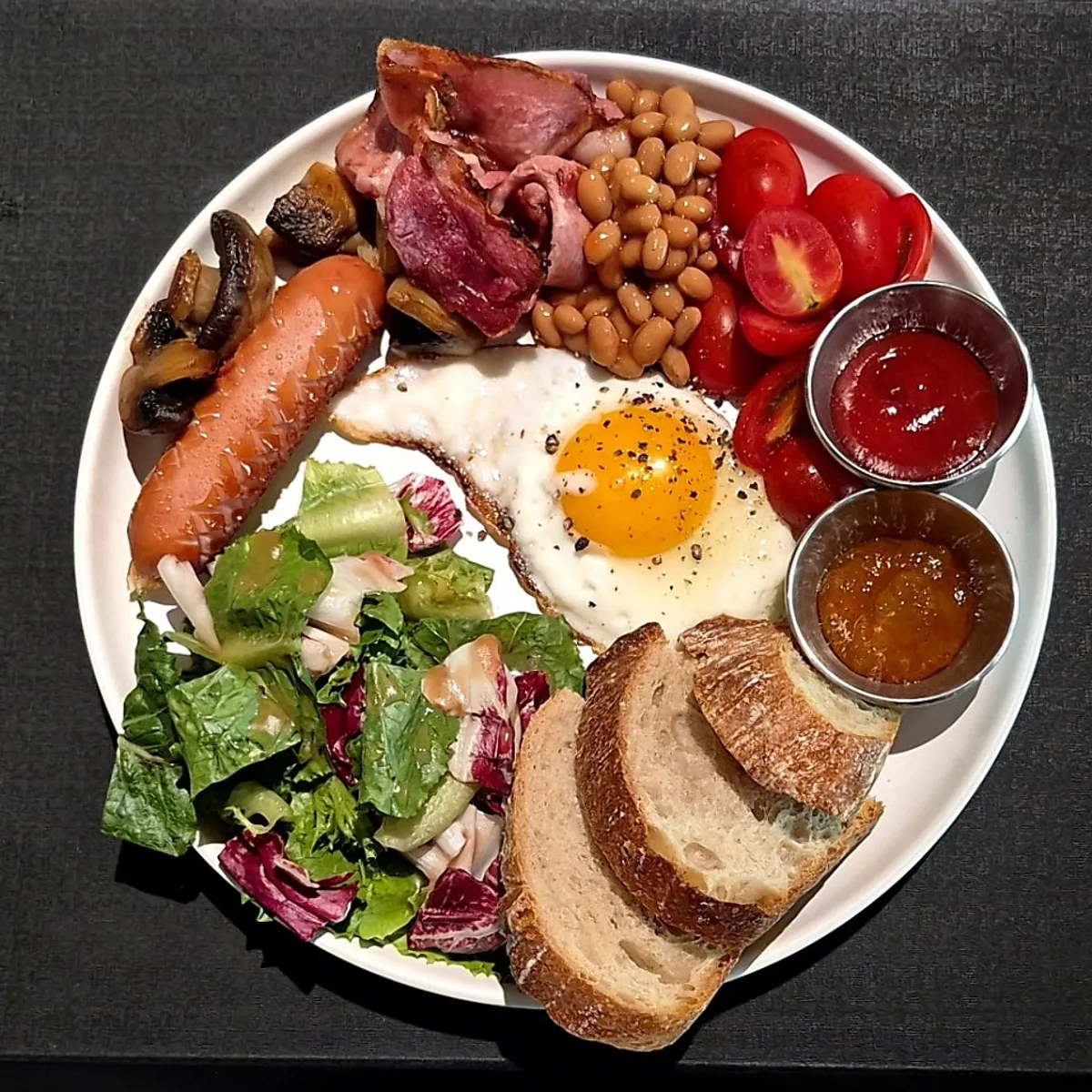 Full spread of Angil Breakfast and small soup