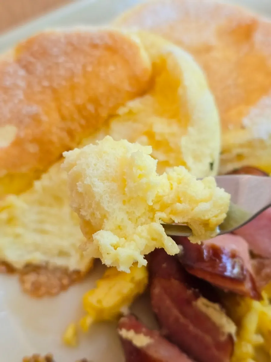 Soft cross-section of a soufflé pancake