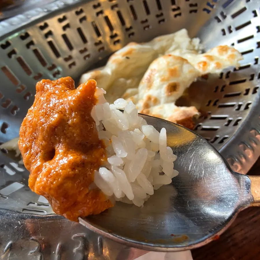 Butter chicken curry and butter naan