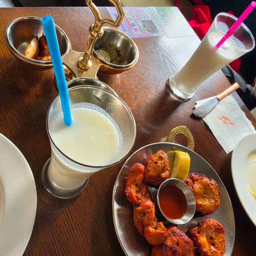 Sweet, chewy butter naan and lassi