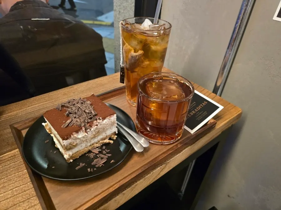 A cup of Geisha coffee on the bar table