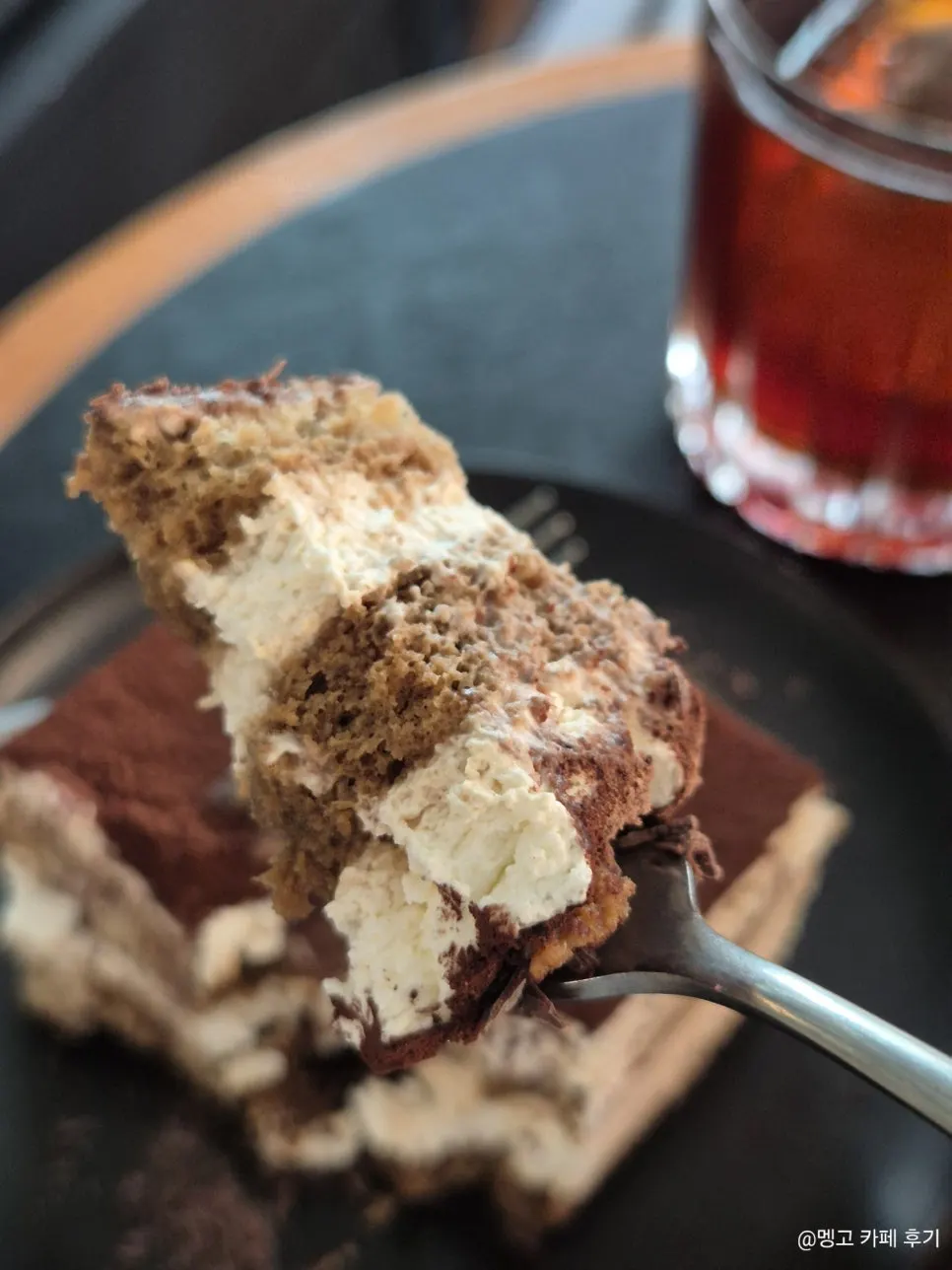 Cross-section of the soft, moist tiramisu