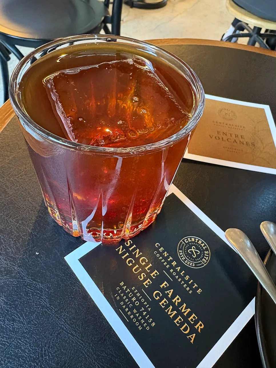 A cup of Ethiopia Single Farmer Dark Room drip coffee