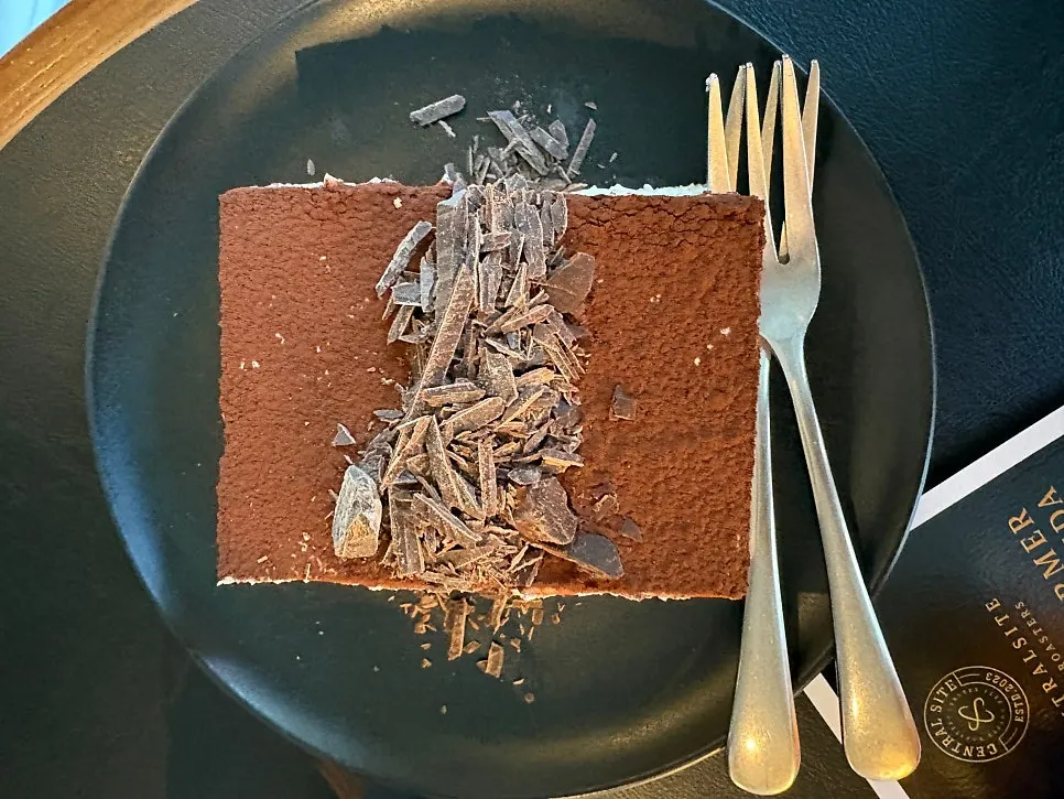 Central Site's signature classic tiramisu served with coffee