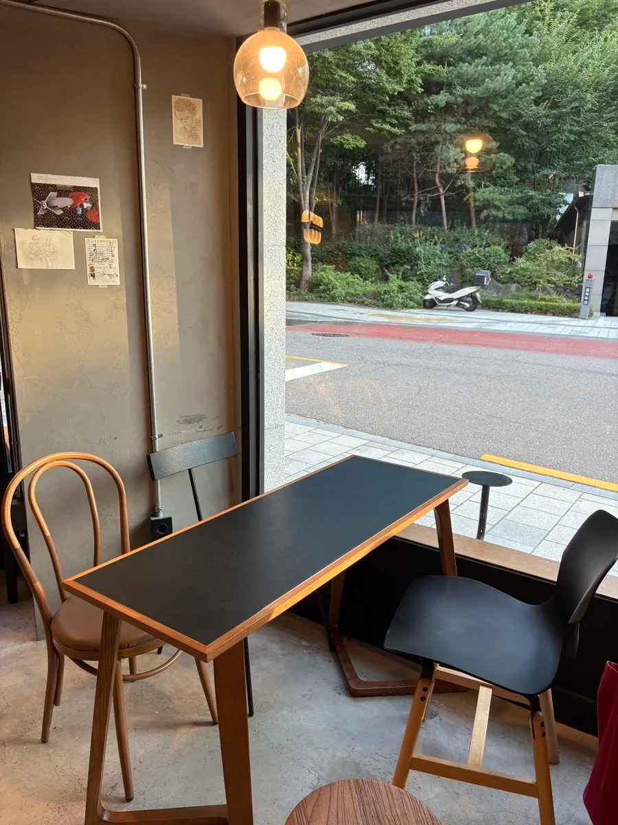 Indoor seating at the Hapjeong station café Central Site