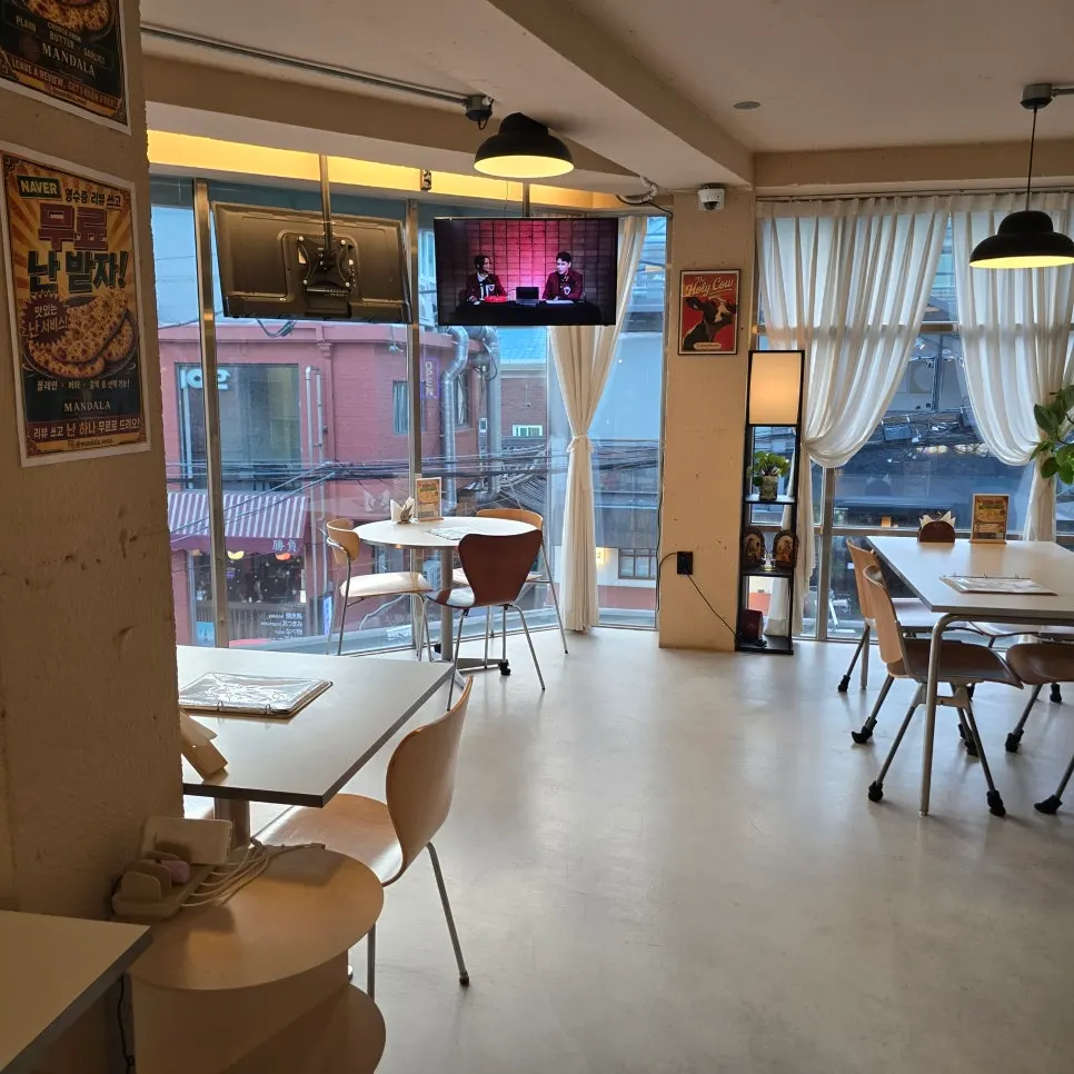 Interior of the Indian restaurant in a modern white tone