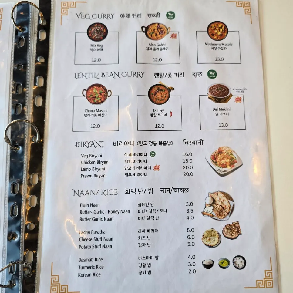 Set menu ordering information