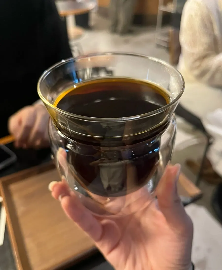 Iced coffee with a square ice cube