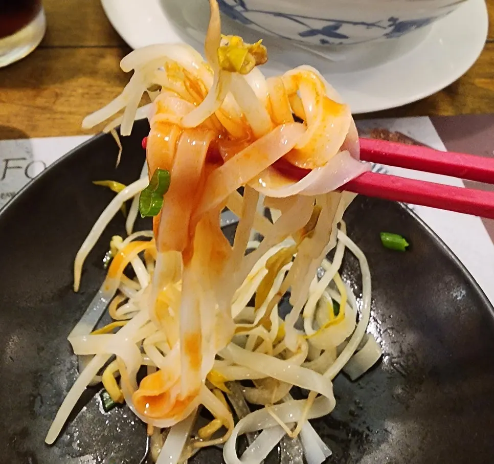 Pho noodles served with chili sauce