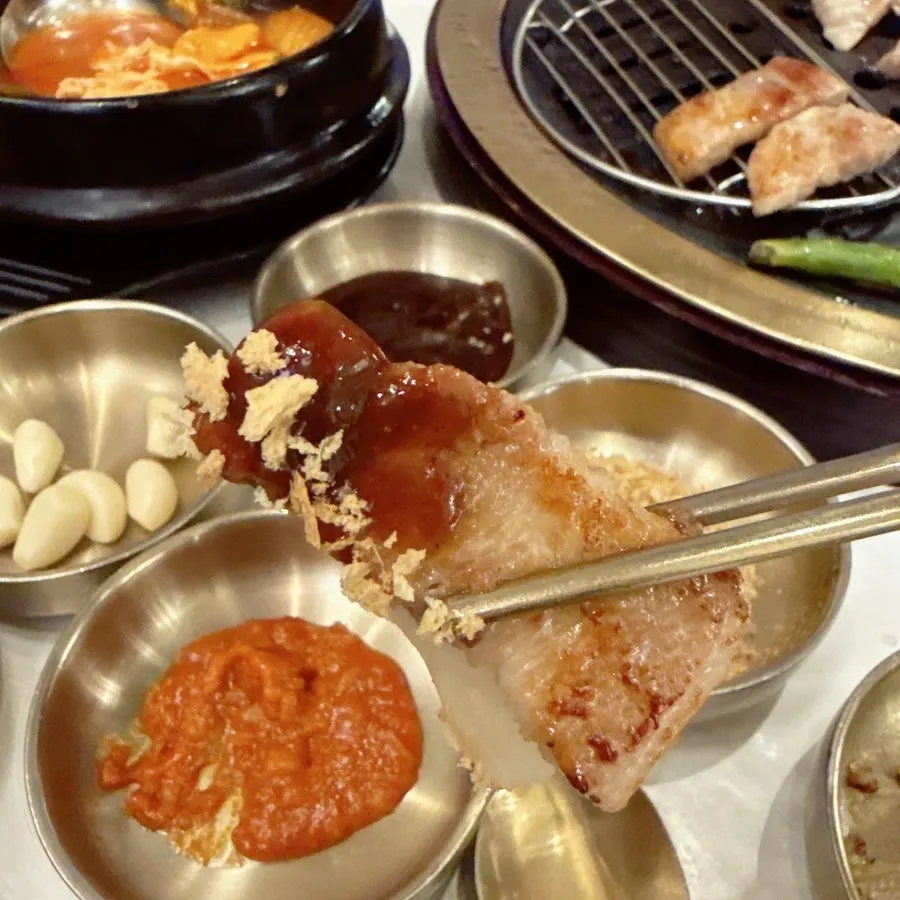 Meat served with side vegetables